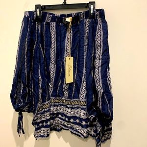 Off- Shoulder Blue Floral Blouse